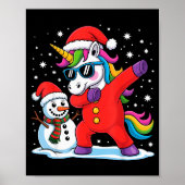 Cute Dabbing Unicorn Funny Christmas Snowman Dab X Poster (Vorne)