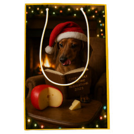 Cute Dachshund Cheese Tax Christmas gift bag Mittlere Geschenktüte