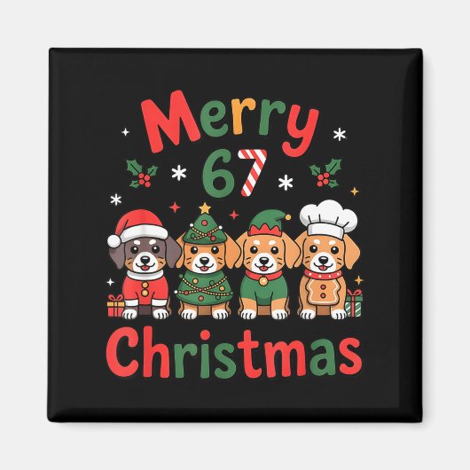 Cute Dachshund Christmas Design Funny Holiday Dog Magnet (Vorne)