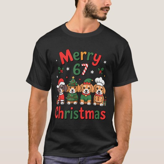 Cute Dachshund Christmas Design Funny Holiday Dog T-Shirt (Vorderseite)