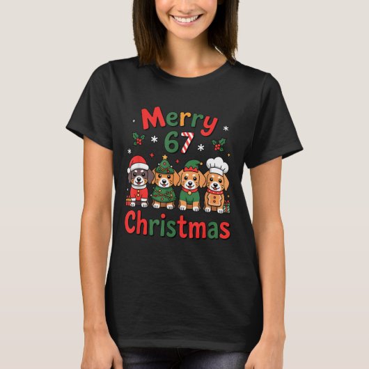 Cute Dachshund Christmas Design Funny Holiday Dog  T-Shirt (Vorderseite)