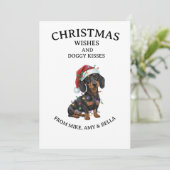 Cute Dachshund Christmas Dog Greeting Card Einladung (Stehend Vorderseite)