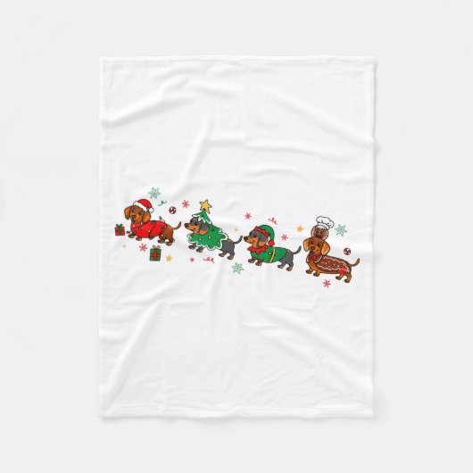 Cute Dachshund Christmas Parade Christmas  Fleecedecke (Vorderseite)