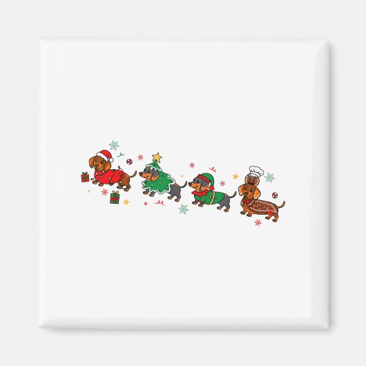 Cute Dachshund Christmas Parade Christmas  Magnet (Vorne)