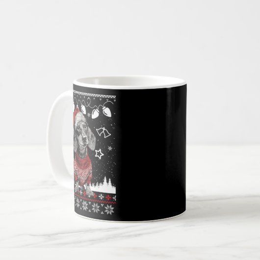Cute Dachshund Christmas Wearing Sweater Funny Xma Kaffeetasse (Vorderseite Links)