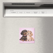 Cute Dachshund Couple Valentine Illustration Magnet (In Situ (Geschirrspüler))
