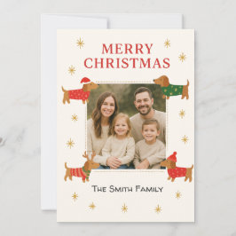 Cute Dachshund Customizable Photo Christmas Card Feiertagskarte