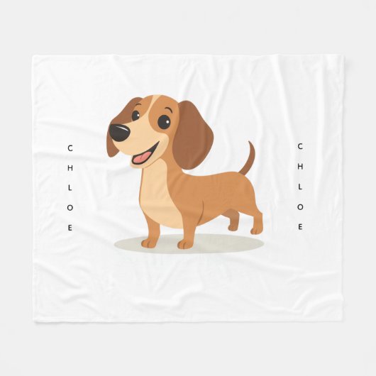 Cute Dachshund Dog Blanket – Cozy Illustrated Pet  Fleecedecke (Vorderseite (Horizontal))