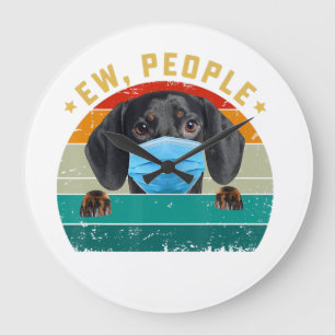 Cute Dachshund Dog Ew People Dog Wearing A Face Ma Große Wanduhr