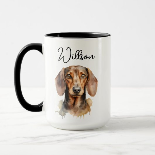 Cute Dachshund Dog Watercolor Tasse (Links)