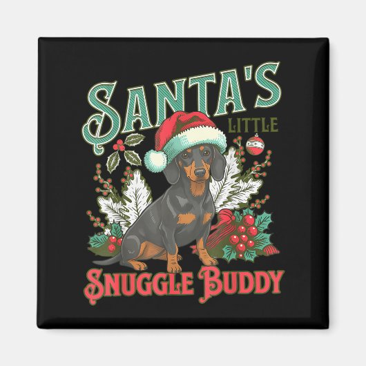 Cute Dachshund Dogs Christmas Lights Santa Holiday Magnet (Vorne)