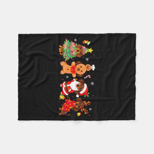 Cute Dachshund Dogs Christmas Tree Gingerbread San Fleecedecke (Vorderseite (Horizontal))
