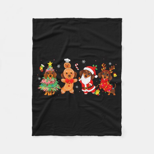 Cute Dachshund Dogs Christmas Tree Gingerbread San Fleecedecke (Vorderseite)