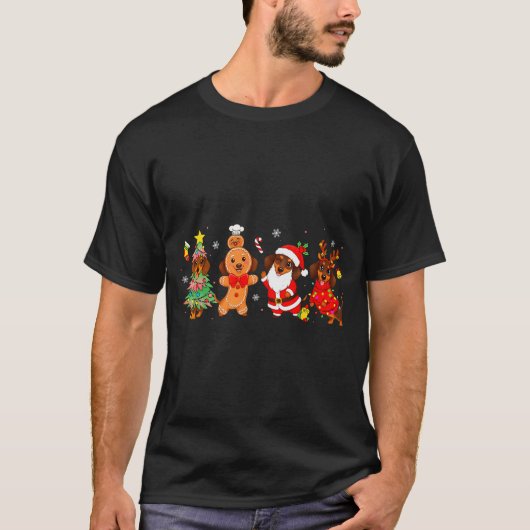 Cute Dachshund Dogs Christmas Tree Gingerbread San T-Shirt (Vorderseite)