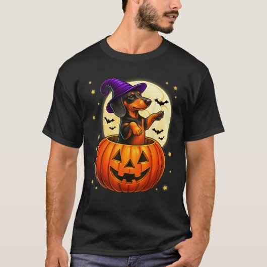Cute Dachshund Jack O Lanterrn Halloween Costume M T-Shirt (Vorderseite)