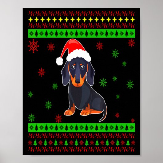 Cute Dachshund Long Dog Mom Merry Xmas New Year Poster (Vorne)