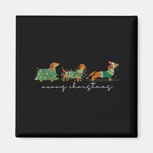 Cute Dachshund Merry Christmas Weiner Dog Lover Xm Magnet (Vorne)
