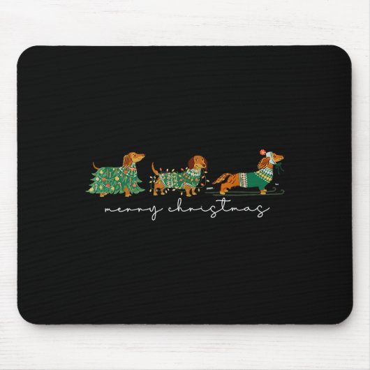 Cute Dachshund Merry Christmas Weiner Dog Lover Xm Mousepad (Vorne)