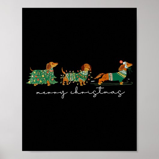 Cute Dachshund Merry Christmas Weiner Dog Lover Xm Poster (Vorne)