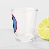Cute Dachshund or Your Pet Face Photo on Blue Red Schnapsglas (Rechts)