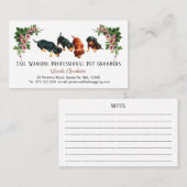 Cute Dachshund Puppies Pet Grooming Floral Visitenkarte (Vorne/Hinten)