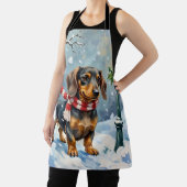 Cute Dachshund Puppy Cozy Winter Scarf Art Schürze (InSitu)