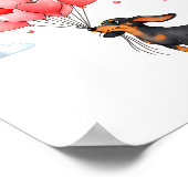 Cute Dachshund Valentine Heart Balloon Dog Lover  Poster (Ecke)