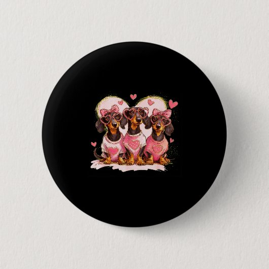 Cute Dachshund Valentines Heart Dog Lover Men Wome Button (Vorderseite)