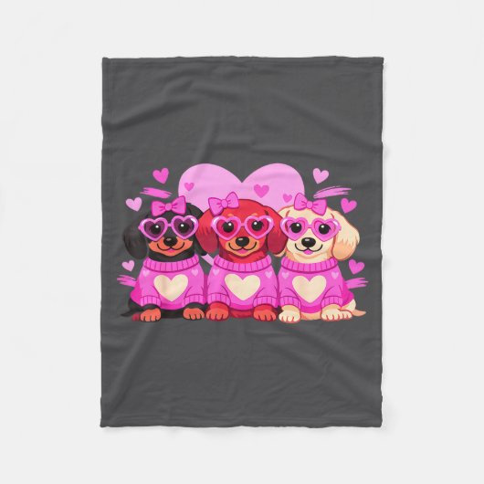 Cute Dachshund Valentines Heart Dog Lover Men Wome Fleecedecke (Vorderseite)