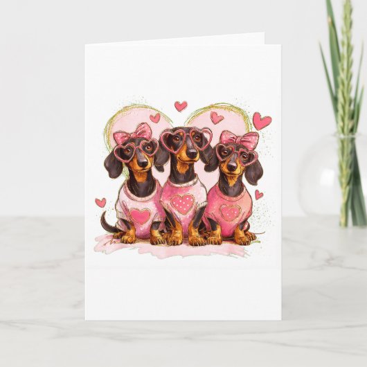 Cute Dachshund Valentines Heart Dog Lover Men Wome Karte (Vorderseite)