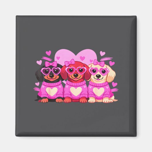 Cute Dachshund Valentines Heart Dog Lover Men Wome Magnet (Vorne)