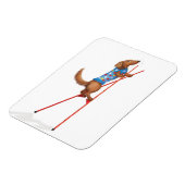 Cute dachshund walking on stilts magnet (Linke Seite)