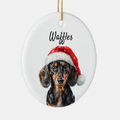 Cute Dachshund with Santa Hat Keramik Ornament (Rechts)