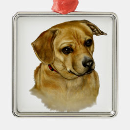 Cute Dachsy-Terrier Mix Dog Ornament Aus Metall