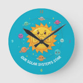 Cute Dad Solar System Star Space Cartoon Runde Wanduhr (Vorderseite)