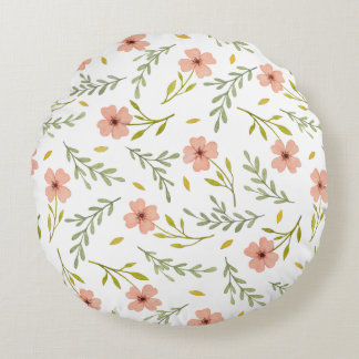  Cute Dainty Ditsy Watercolor Floral Light Pattern Rundes Kissen