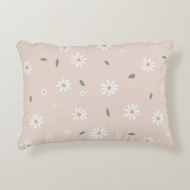 Cute Daisies Floral Blossoms & Greenery Dekokissen (Vorderseite)