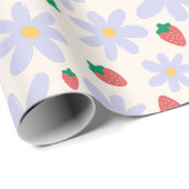 Cute Daisy and Strawberry Pattern Geschenkpapier (Rolleneckpunkt)