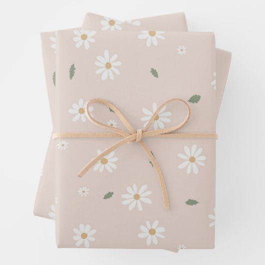 Cute Daisy Floral Blossoms & Greenery Geschenkpapier Set (Beispiel)