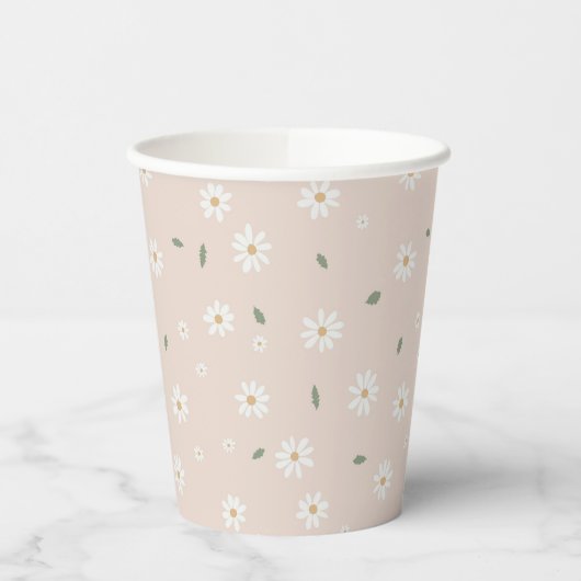 Cute Daisy Floral Blossoms & Greenery Pappbecher (Links)
