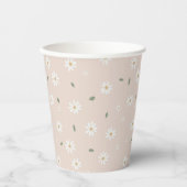 Cute Daisy Floral Blossoms & Greenery Pappbecher (Vorderseite)