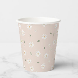 Cute Daisy Floral Blossoms & Greenery Pappbecher