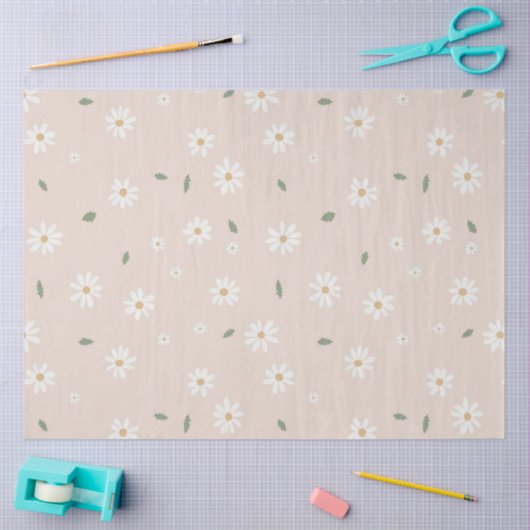 Cute Daisy Floral Blossoms & Greenery Seidenpapier (Basteln)