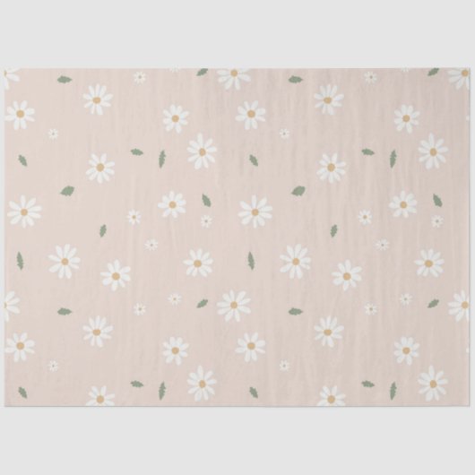 Cute Daisy Floral Blossoms & Greenery Seidenpapier (Vorderseite)
