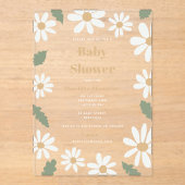 Cute Daisy Flower Baby Shower Girl Pink Acryleinladungen (Vorderseite)