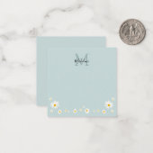 Cute Daisy Flower Modern Teal Monogram Square Mitteilungskarte (Vorderseite/Rückseite Beispiel)