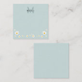 Cute Daisy Flower Modern Teal Monogram Square Mitteilungskarte (Vorne/Hinten)