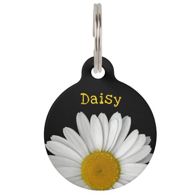 Cute Daisy Flower Name Phone Number Haustiermarke (Vorderseite)