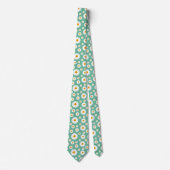 Cute Daisy Flower Pattern On A Green Krawatte (Vorderseite)