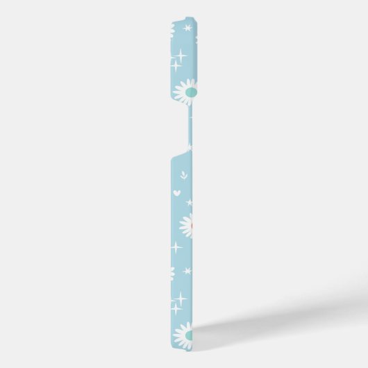 Cute Daisy Pattern– Pastel Blue Floral Aesthetic iPhone Hülle (Rechte Seite)